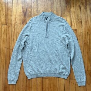 John W. Nordstrom Men’s Gray 1/4 Zip Cashmere Pullover Sweater L Quiet Luxury